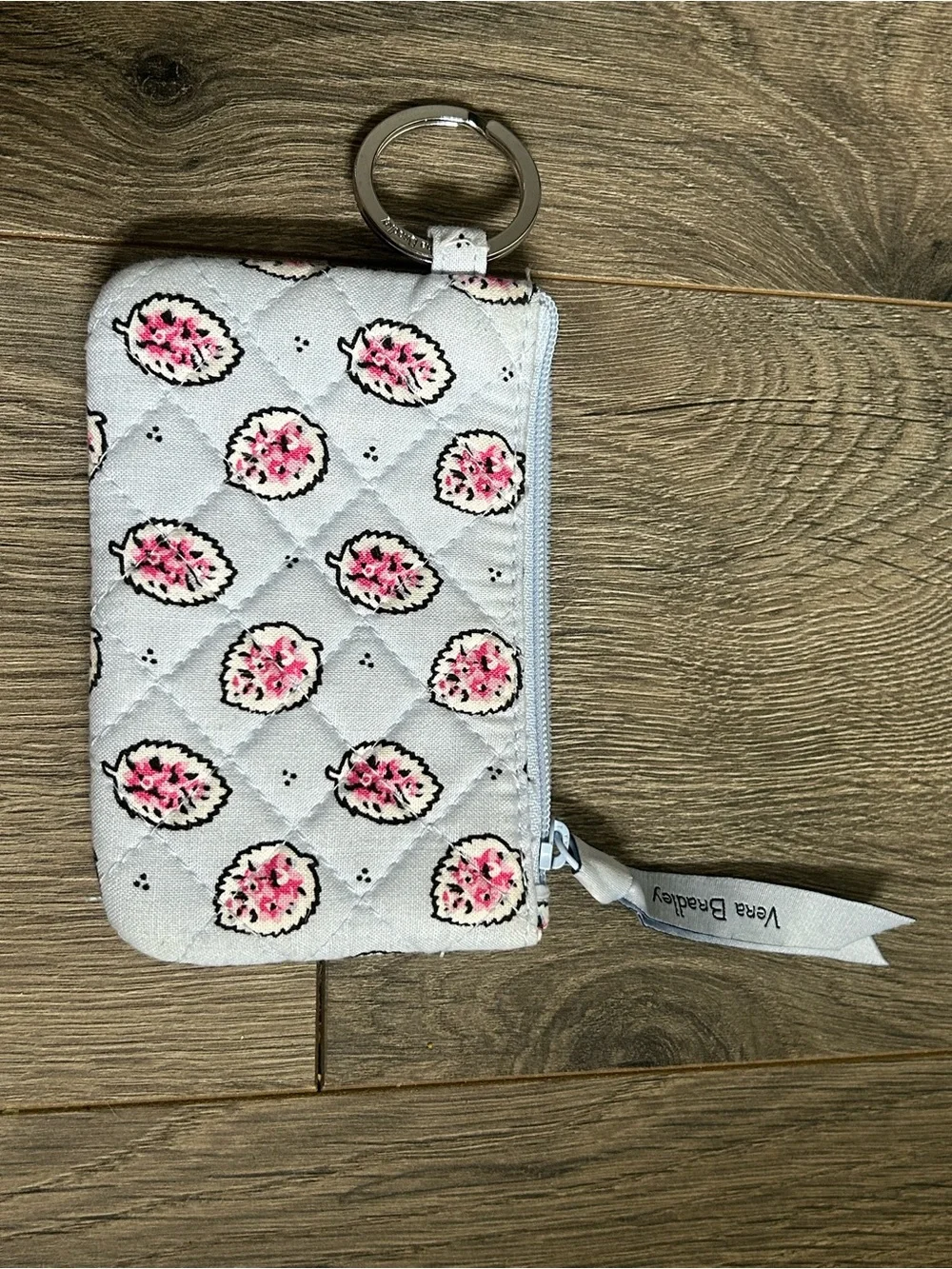 Vera Bradley Light Blue Quilted Floral Keyring Coin Purse